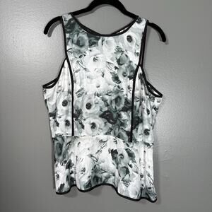 BB Dakota Women's Black & White Floral Sleeveless Blouse - Size Large - Peplum